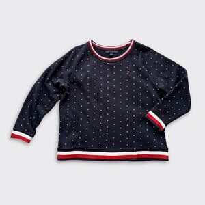 Tommy Hilfiger Navy Crewneck Sweatshirt Women’s Size L Logo Trim Preppy